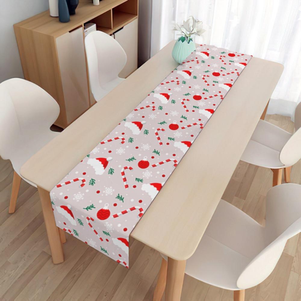 2pcs Christmas Decorative Tablecloth Holiday Gifts Household Long Tablecloth Placemat Linen Table Flag