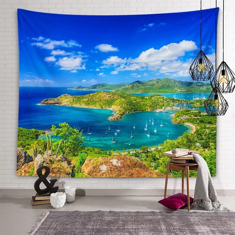 Nature Beach Scenery Art Tapestry Turtle Tapestry Wall Hanging Decor Backdrop Cloth Living Room Bedroom Home Decor Tapestries