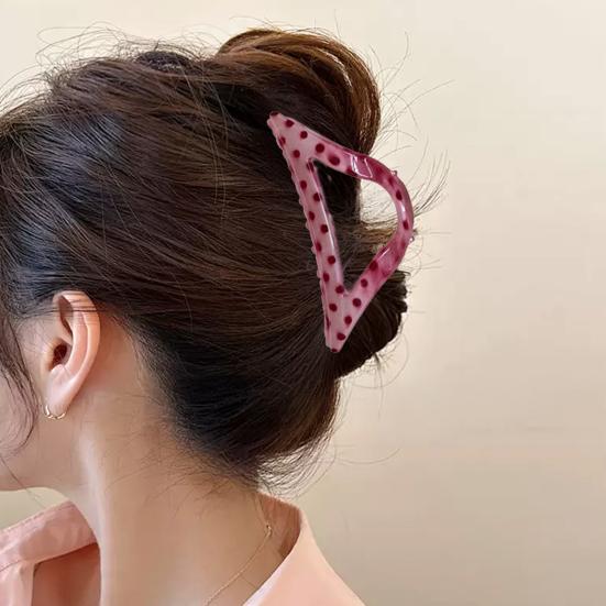 Hair Claw Anti-slip Teeth Large Shark Clip Dot Print Half-Tied Hair Strong Grip Back Head Hair Clip Hair Accessory