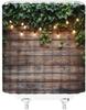 Rustic Wooden Board Shower Curtain Green Leaves Leaf Vine Farmhouse Vintage Wood Grunge Planks Barn Door Country L;IFE Bathroom