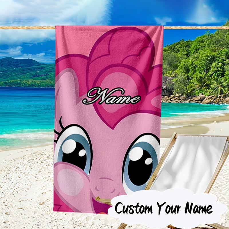 Custom Name Unicorn Sweet Heart Microfiber Beach Towel Super Soft & Absorbent for Bath, Beach, Travel Bath Time Accessory, Fan Gifts