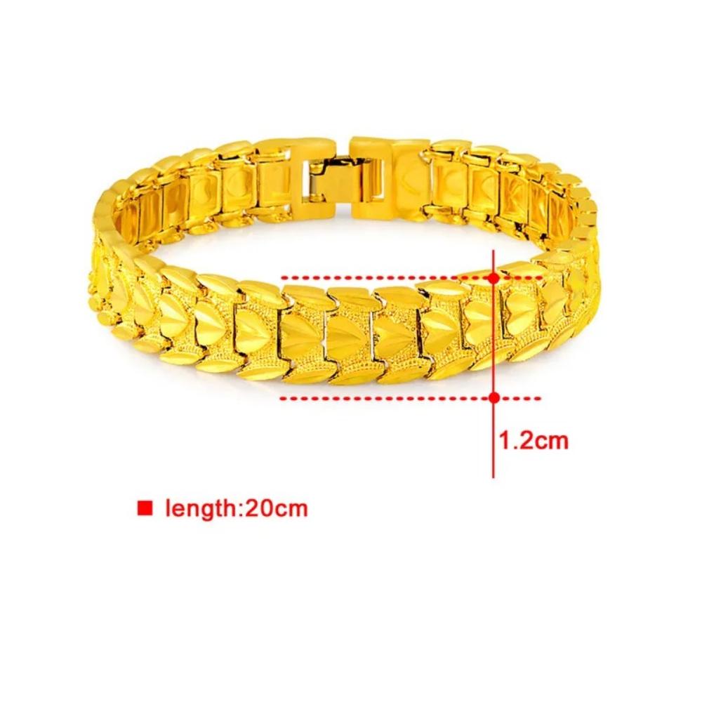 Fashion New 24K Gold-plated 20cm Heart-shaped Wide Version Women s Strap Bracelet Jewelry Gift