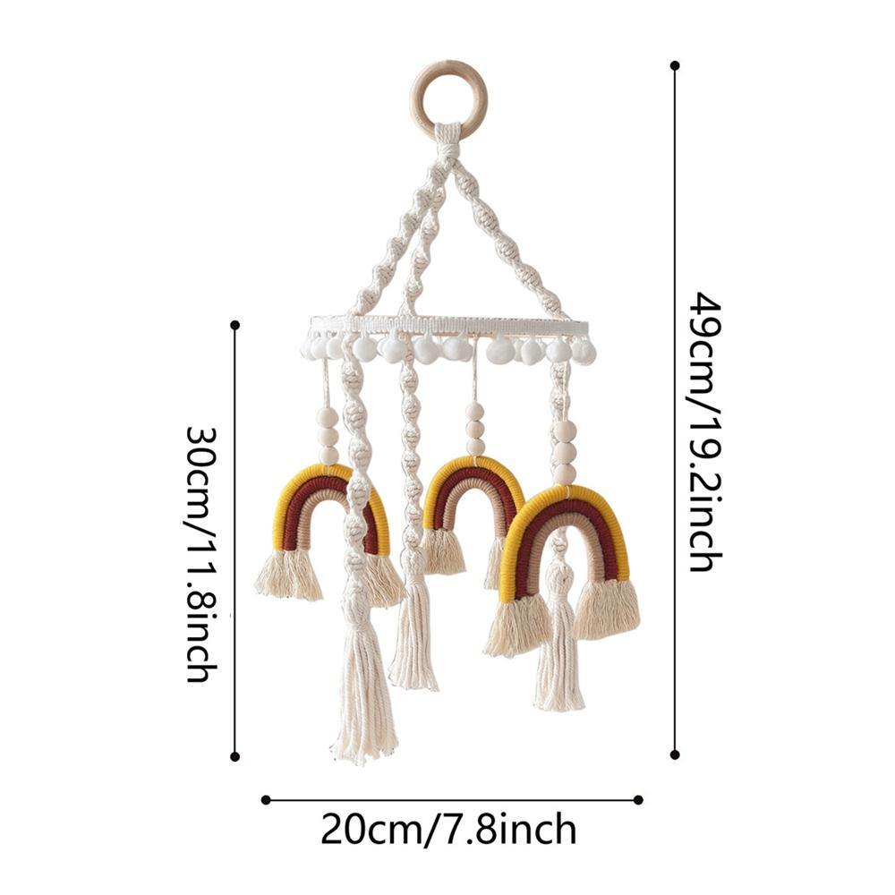 

Деревянная детская люлька в стиле бохо, подвесная игрушка, хлопковая детская кроватка, мобиль, радужная кроватка, украшения для потолка детской комнаты