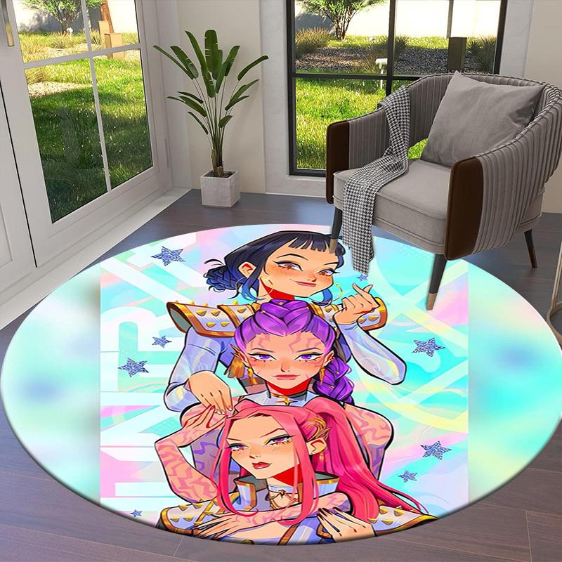 1pc Fantasy TrioColorful Characters Round Carpet, Made of Polyester,Perfect for Decorating Office Chairs, Living Rooms,fplt250