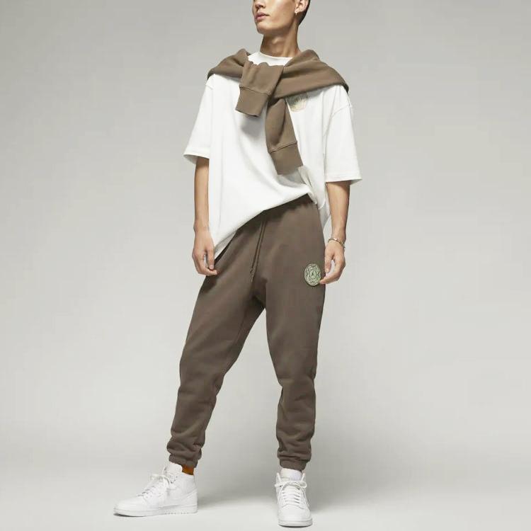 Jordan CNY Series Knit Fleece-Lined Drawstring Joggers Men Bottoms Light-Brown FB1454-274