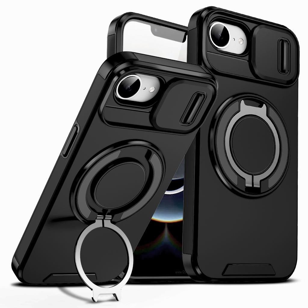 Luxury Slide Cap Cover Case For iPhone 17E 16E 18 17 16 15 14 13 12 11 Pro Max IPhone17e IPhone16e Phone With Ring Stand Holder