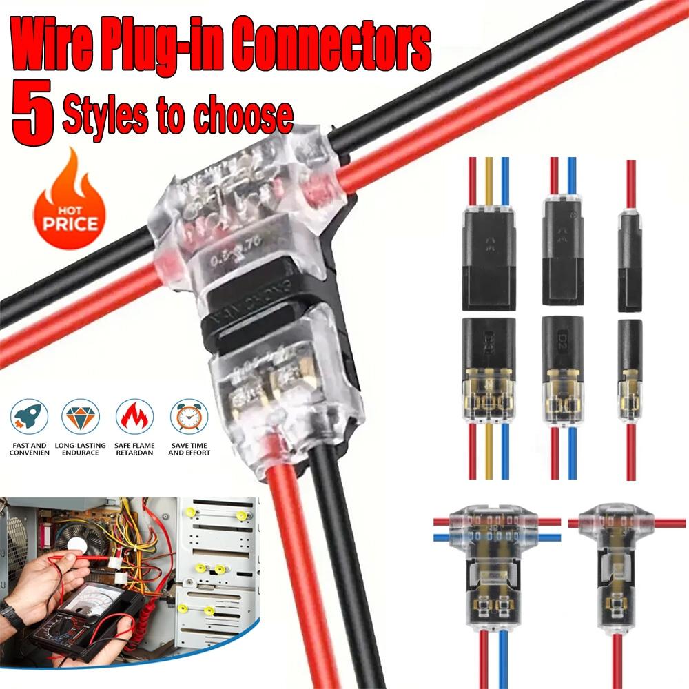 10/20Pcs Wire Connectors Direct Plug-in & T-Type Quick Splice, No-solder No-peel Waterproof Locking Cable Clamps for Car & Home Wiring Free Tool