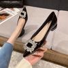 French temperament nude single shoes women's autumn and winter 2025 new light mouth patent leather low heel rhinestone high heels are not tired