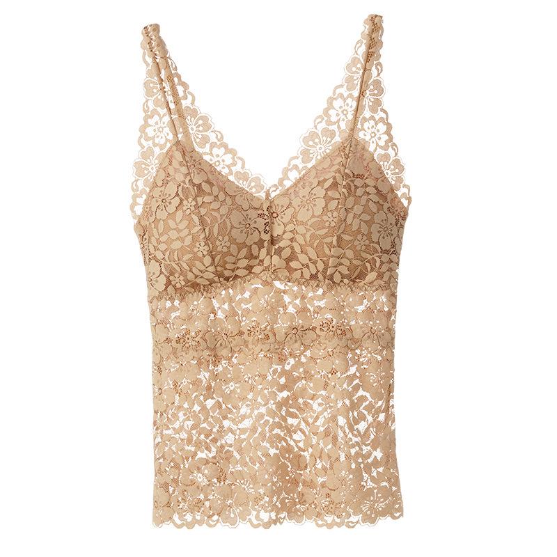 Sommer Svart Blonde Ryggløs Slim Fit Camisole: Kvinners Sexy BH uten spiler