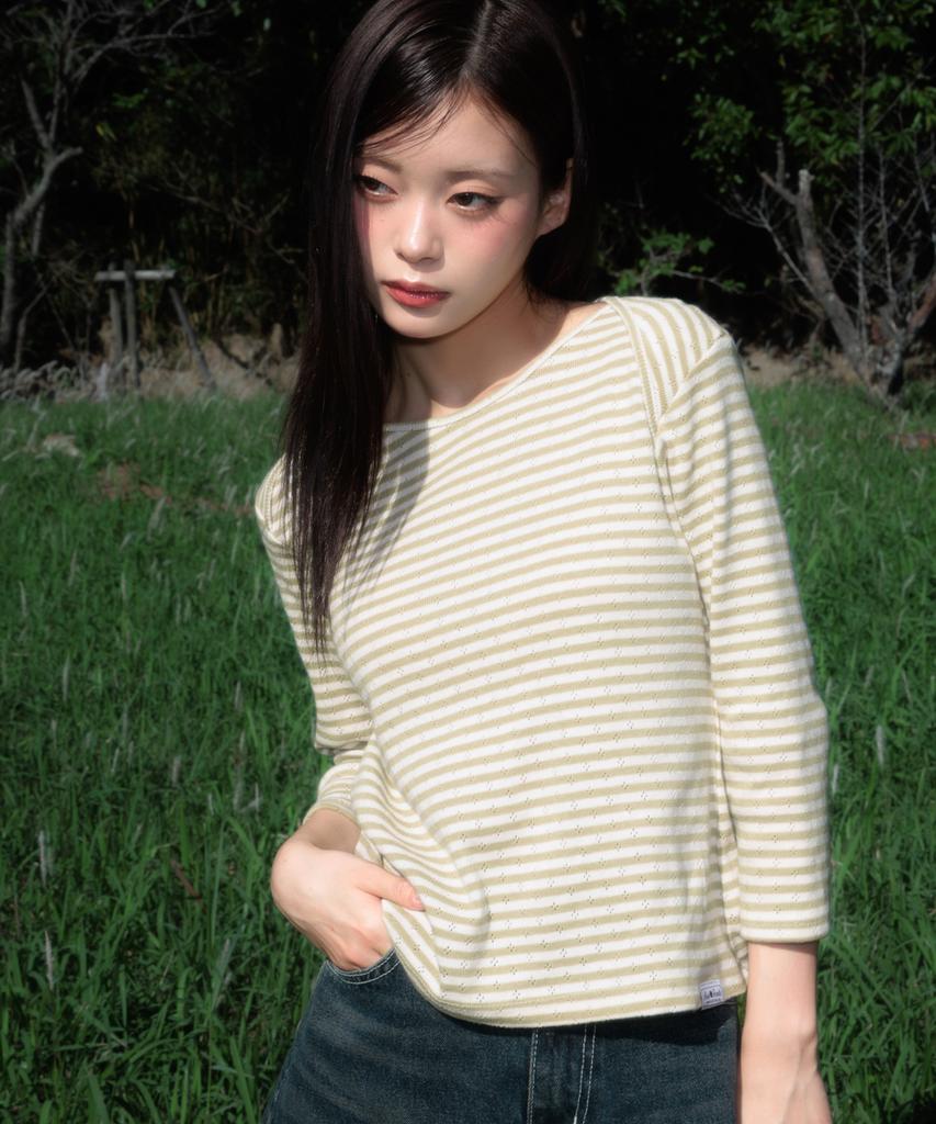 ROSEFRANTZ Stripe Three-Quarter Sleeve [Green]