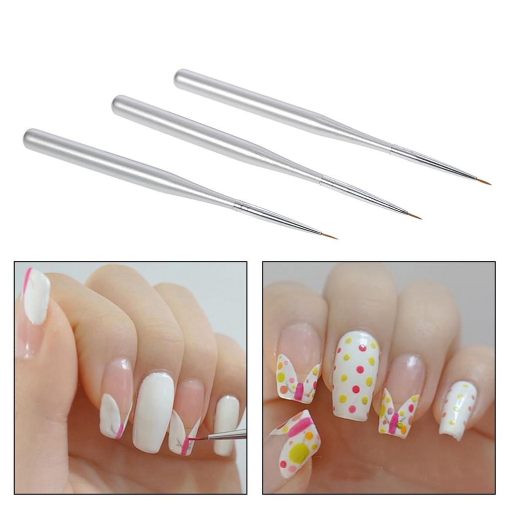 3pcs Set Professional Acrylic Nail Art Brush Set Nal Art Painting Brushes for UV Gel Builder Nail Drawing Line