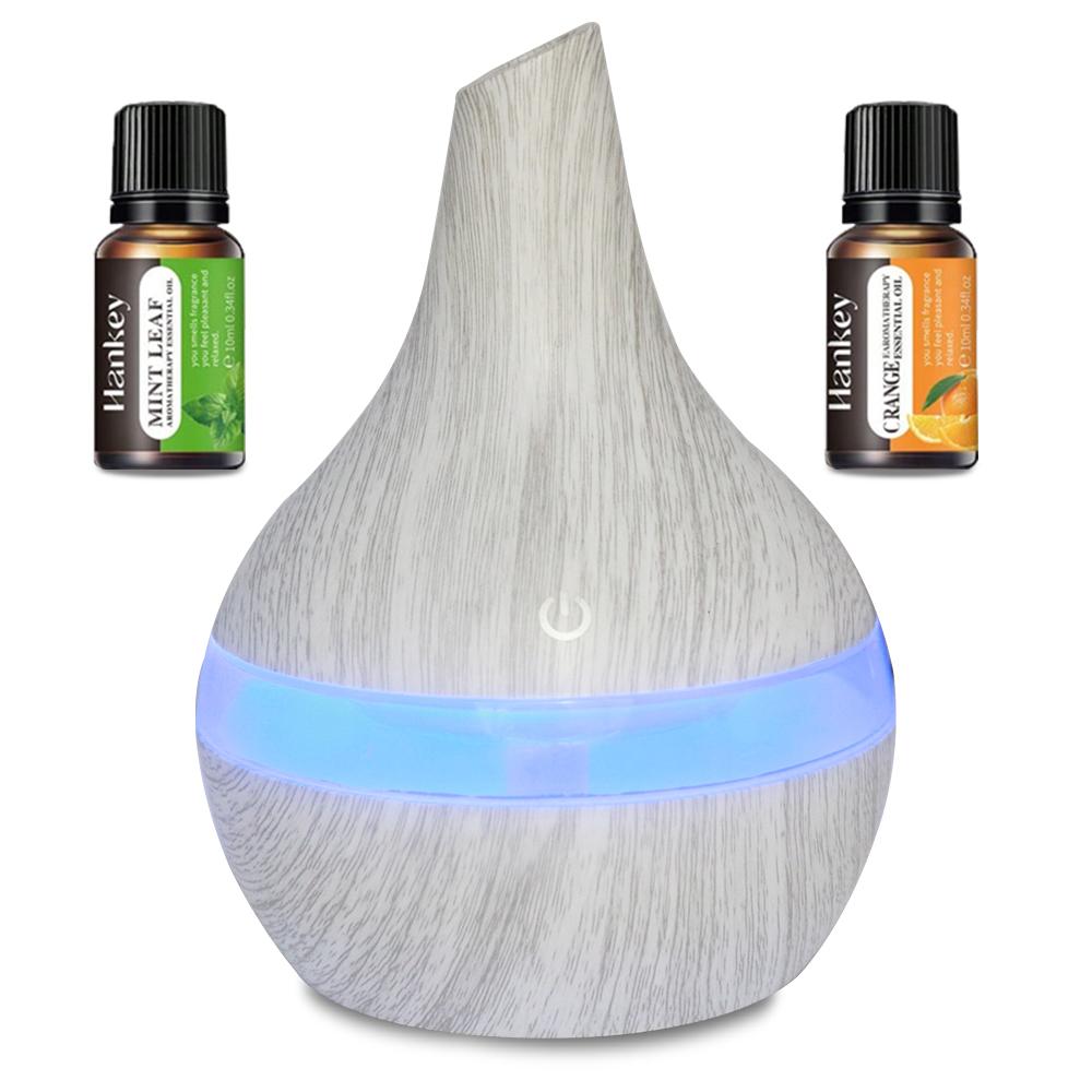 300ml USB Diffuser & Humidifier  Wood Grain Design, Ultra Quiet, 2 Oils, Perfect for Home & Office 300ml