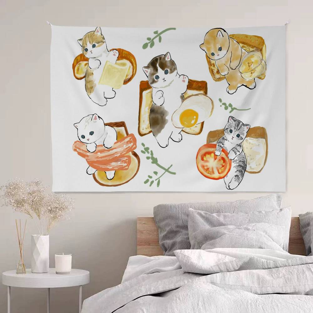 Cute MMofusands Cat Cartoon Tapestry Art Science Fiction Room Home Decor Wall Hanging Home Decor