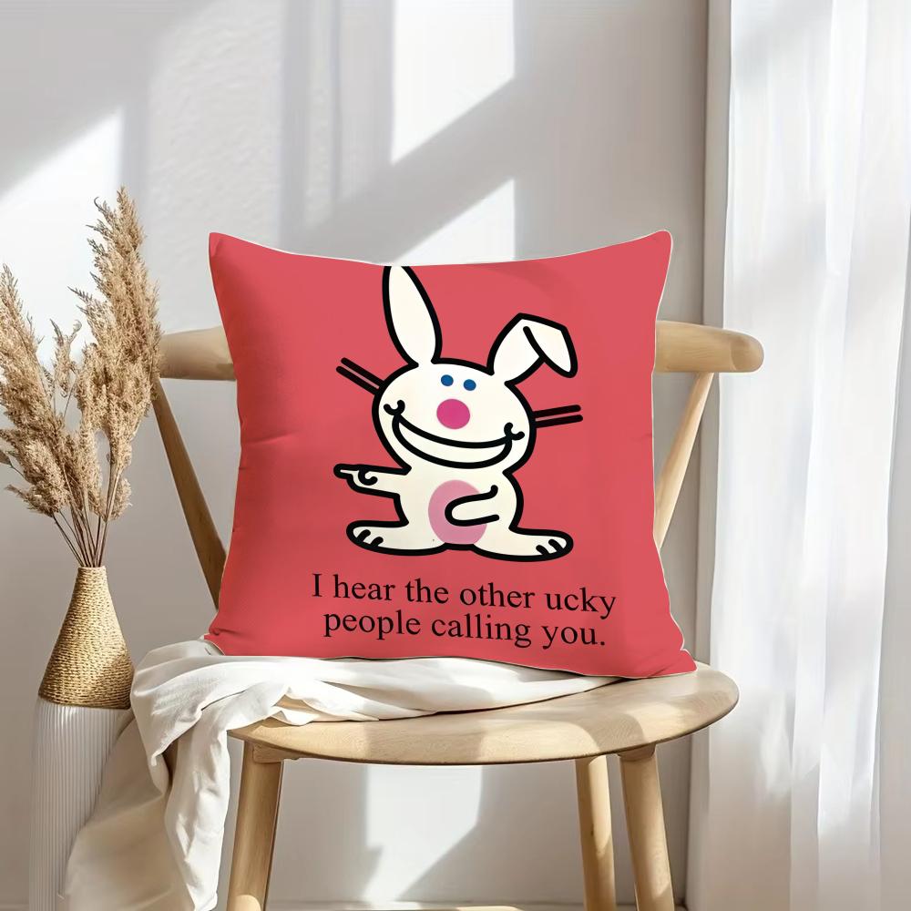 Cute Rabbit Cushion Cover Soft Plush Throw Pillow Cover | Double-Sided Decorative Cushion Case | Sofa Bedroom Home Decor