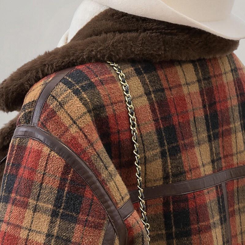 Sibaoshe Women's Plaid Wool-Blend Winter Coat