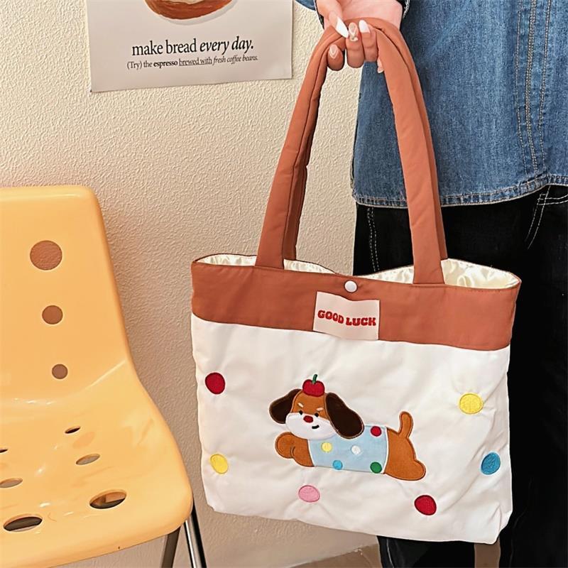 Cute Animal Tote Shoulder Bag Large Capacity Handbag Women'S  Commuter Bag Portable Travel Storage Bag Girly Heart Gifts