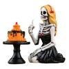 Cake Eating Skeleton Ornaments Skeleton Girl Eating Cake Figurine for Halloweens Party Decoration