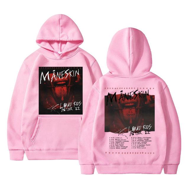 Maneskin Louds Kids Gets Louder Tour Hoodie Unisexs Hip Hop Streetwear Male Oversized Sweatshirt Unisex Women Punk Rock Band Hoodies