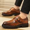 Fashion Men Outdoor Non-slip Walk Daily Commute Casual Shoe Hand-stitched Leather Business Shoes Men Thick Soled Slip-On Driving Loafers