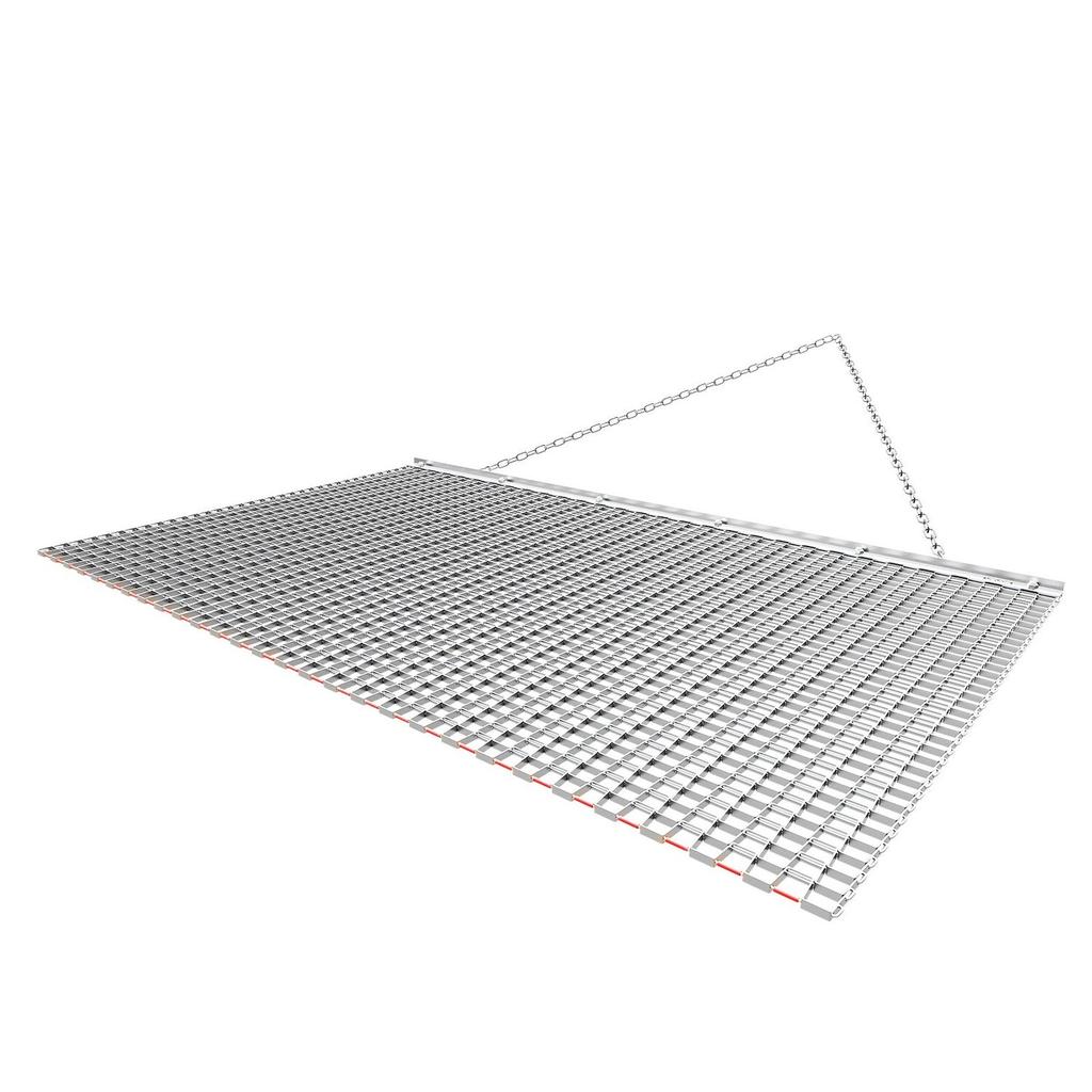 Drag Harrow, 1.8x0.9 M, High-Efficiency Chain Harrow Rake, ATVs UTVs Tractors Attachments, Durable Galvanized Steel Mesh Drag Mat with Towing Chain,