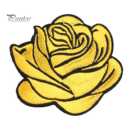 

Нашивка для одежды, роза, утюг на тканевой нашивке с цветочным значком, аксессуар для одежды для одежды жёлтый