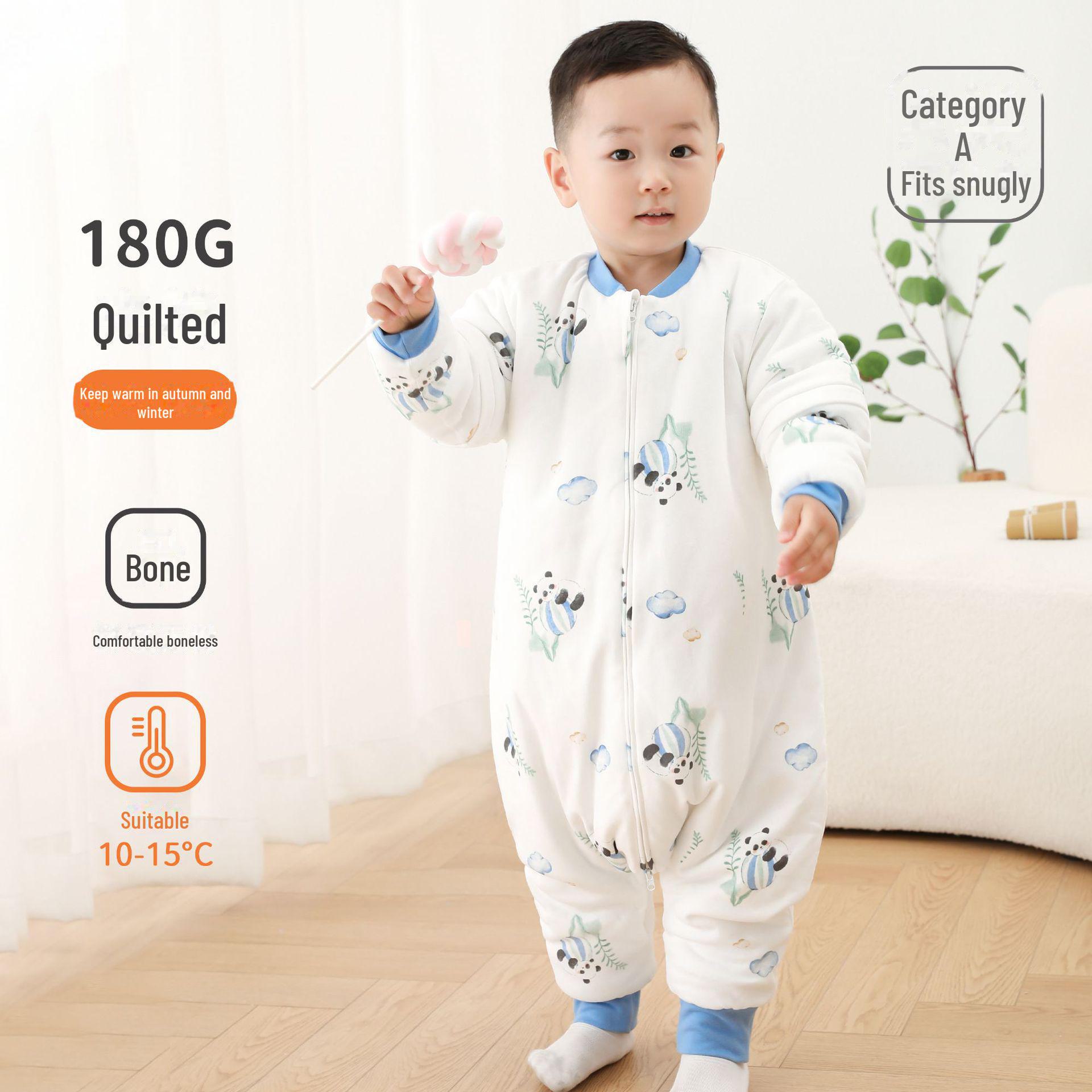 

Осінньо-зимовий товстий бавовняний дитячий спальний мішок з дизайном розділених ніжок проти перекидання та блискавкою