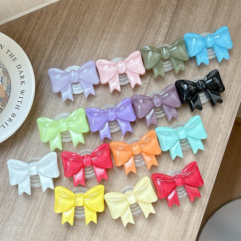 Solid Color Bow Mobile Phone Airbag Bracket Paste Retractable Ring Girl Desktop Drama Support