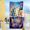 Bluey's Soccer Fun Customize Text Beach Towel Super Soft & Absorbent