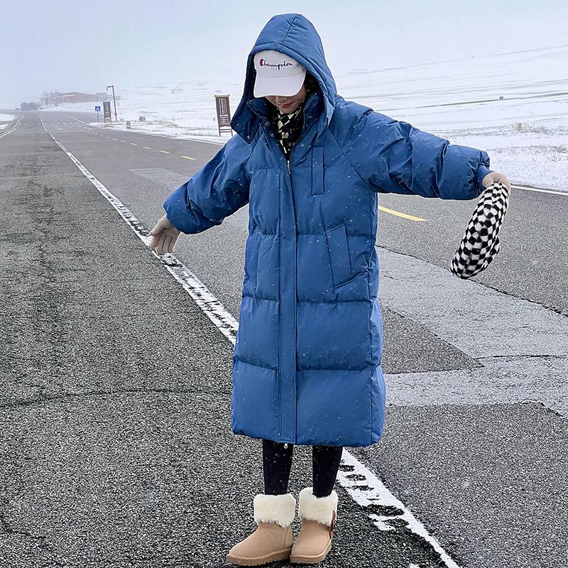 Cotton-padded clothes winter medium and long over-the-knee down cotton-padded clothes women's loose and thickened hooded cotton-padded jackets are c