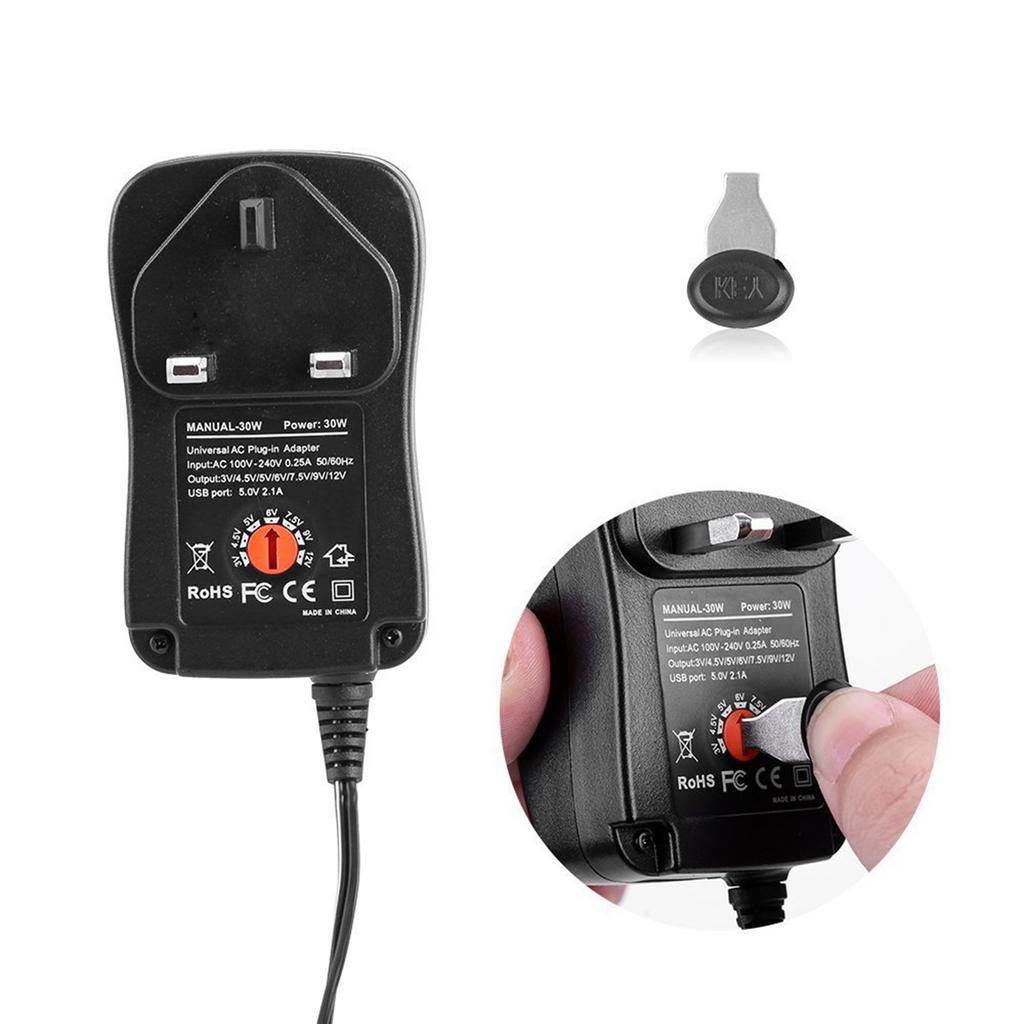Portable Universal Power Supply with 6DC Adapters Adjustable Voltage Output from 3V To 12V for Wide Compatibility