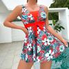 2024 Summer Beach Party New Swimsuit V-neck Printed Sexy Ladies Skirt Split Bikini Set