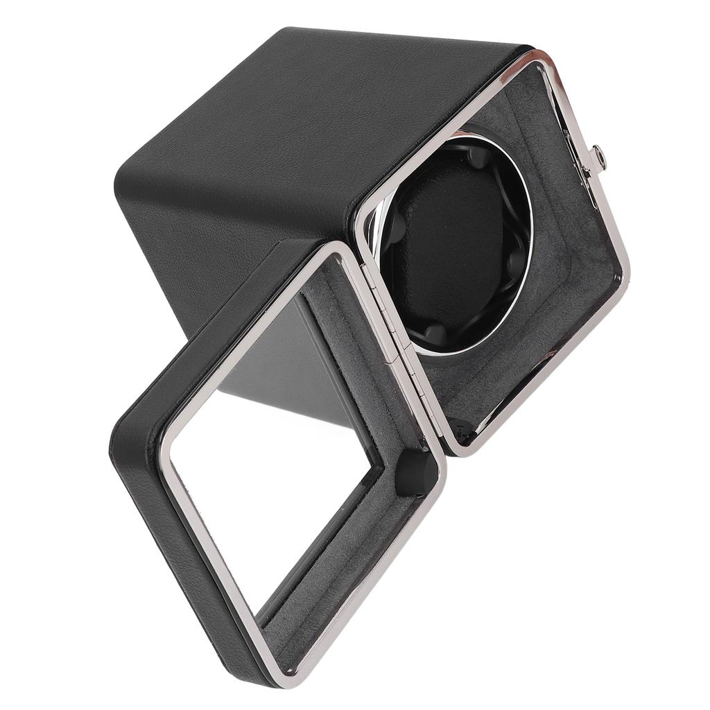 Single Watch Winder Automatic Rotation 4 Modes Mesh Texture Leather with LED Light Super Quiet Motor Type C Adapter Black W150A