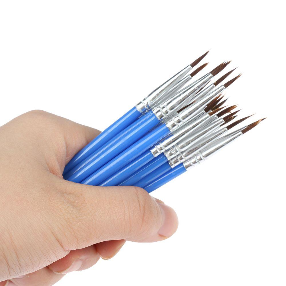 10pcs/set Crafts Artist Tool Drawing Oil Painting Brushes Watercolor Nylon Hair Hook Line Pen