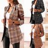 Casual Thin Suit Lady Long-sleeved Blazer Double-breasted Check Blazer Slim Fit Office Lady Elegant Chic Jacket CoatBlazer