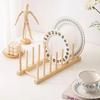 Multi-functional Wooden Dish Drain Rack Space-saving Kitchen Organizer Shelf Kitchen Pot Lid Holder