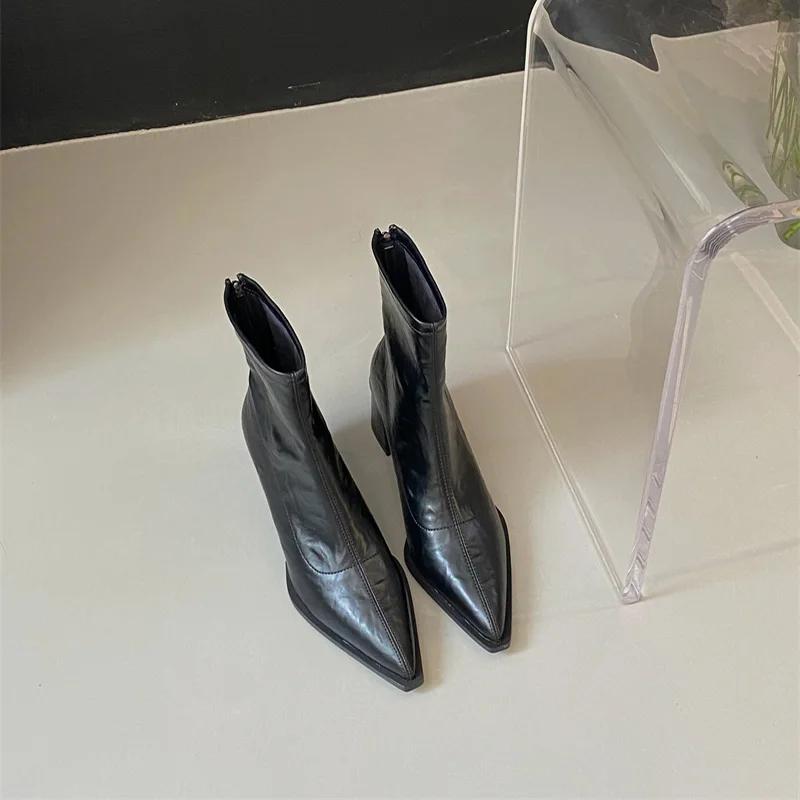 

Sharp pointed boots short for women new autumn and winter women s niche high heeled Everyday Use Quality Material 38