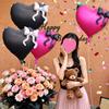 22inch Pink Red Black Heart Shaped Foil Balloons with Bow Valentines Day Wedding Party Decorations Birthday Baby Shower Balloons