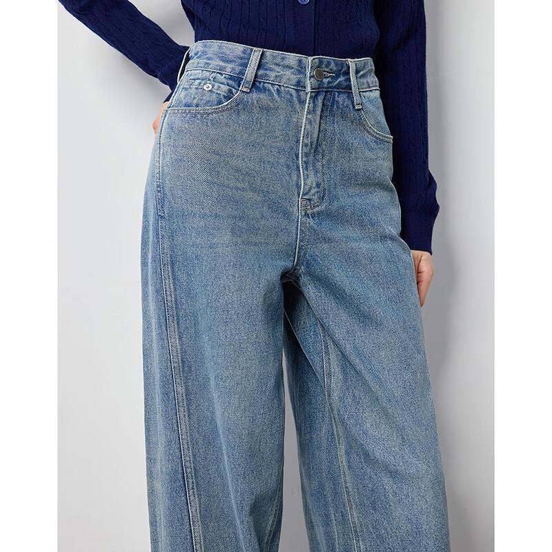 Chuyu Women's Slant Split Wide-Leg Jeans