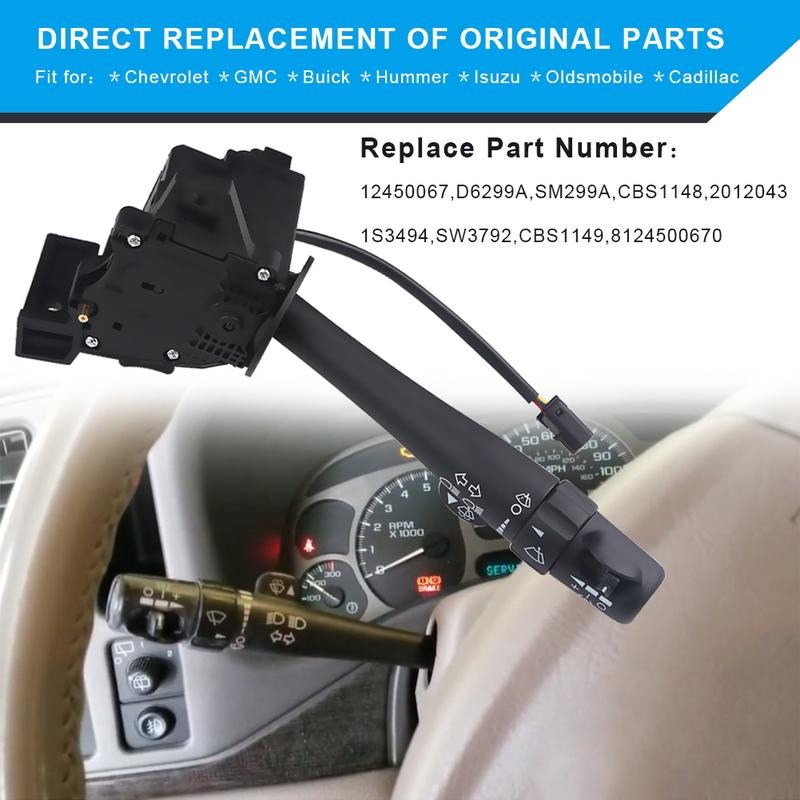 12450067 Turn Signal Switch Cruise Control For Chevrolet GMC Cadillac Cruise Control Wiper Arm Turn Signal Switch 2012043 D6299A
