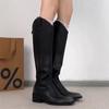 Long boots Women's British style round head V mouth thin versatile thick heel high tube but knee knight boots fashion versatile boots