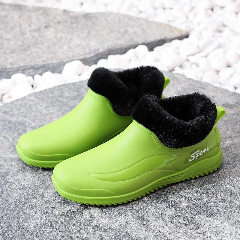 European and American Shallow Mouth Rain Shoes Female Internet Celebrity Fashion Low-top Short Tube Non-slip Waterproof Shoes Kitchen Work Rubber Shoe