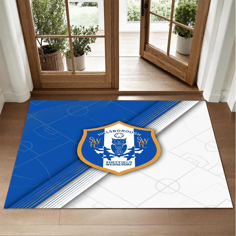Sheffield Wednesday Design Crystal Velvet Rug Soft Decorative Mat for Bedroom Entrance