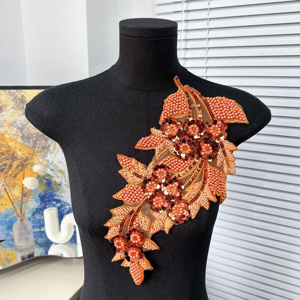 Mode 3D Pailletten Blumen Aufnäher Handgemacht DIY Bestickte Aufnäher Stickerei Handarbeit Aufnäher Brautkleid