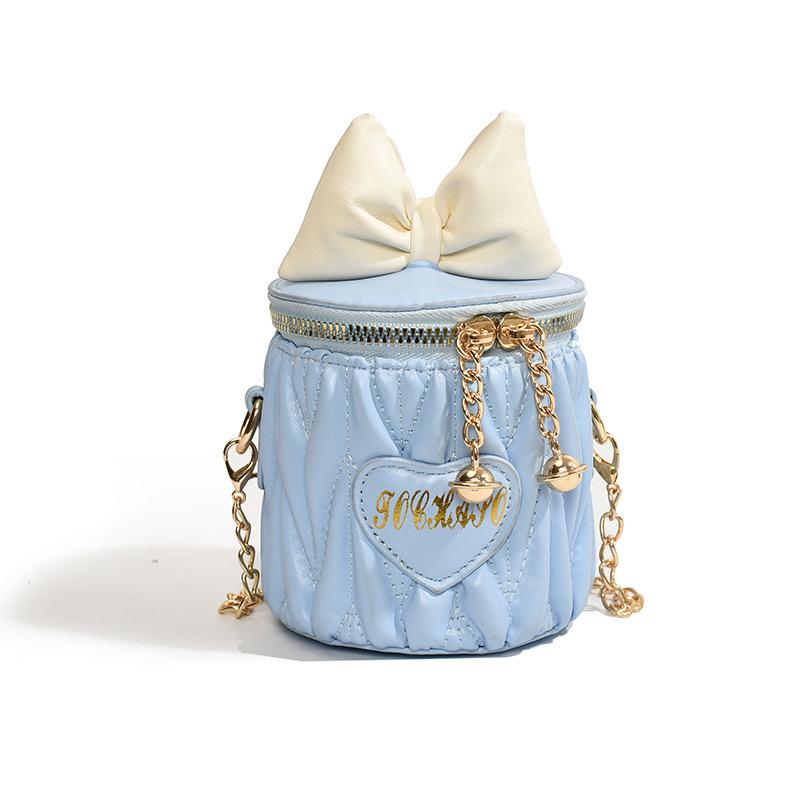 Bows Bucket Bag, Chic Heart-shaped Shoulder Bag, Children's Chain Crossbody Bag