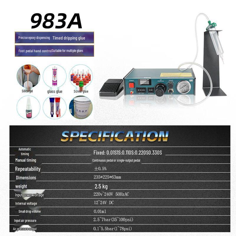 

Kalei 983A Digital Automatic Glue Dispensing Machine CN plug (adapter included)
