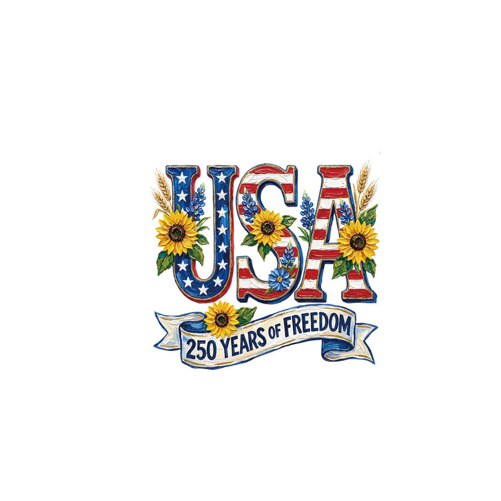 

American Independence Day Window Stickers 0th Anniversary Sunflowers USA Star Spangled Banner Texture Adhesive Decorative Stickers One Size