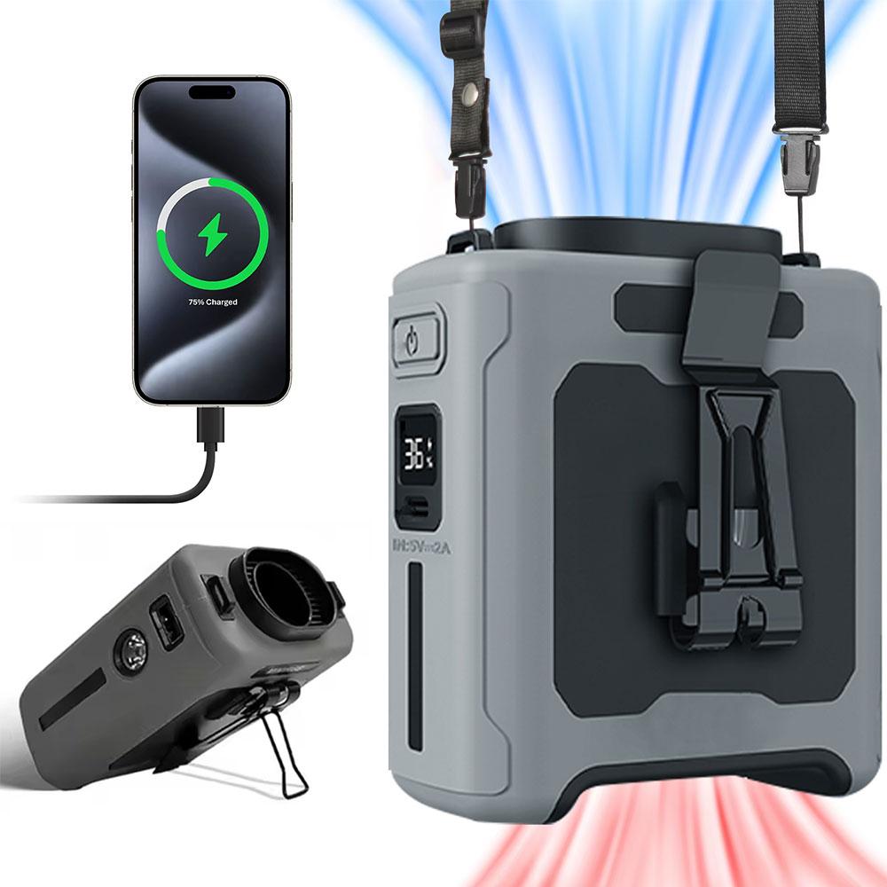 Portable Fan, 5-Speed Strong Airflow, Personal Waist Fan, Hands-Free Hanging Neck Fan, Wearable Belt Fan for Camping, Outdoor