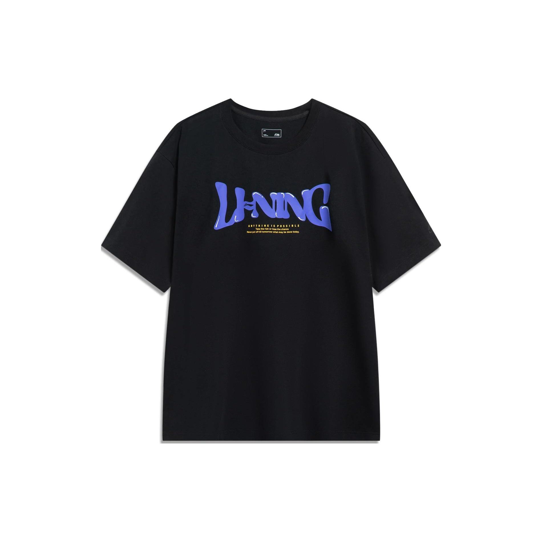 Li-Ning Anything Is Possible Logo T-shirt  Black Blue  Men s AHST761-1 S