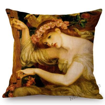 Uk British Artist Dante Gabriel Rossetti World Famous Oil Painting European Beauty Princess Sofa Pillow Case Linen Cushion Cover