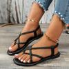 New Fashion Round Toe Shallow Mouth New Thin Strap Braided Sandals Summer Elegant Casual Flat Shoes NO:E2240